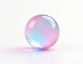 Holographic sphere object on white backdrop. Abstract orb with pastel gradient of pink, blue shades. Glossy bubble with Royalty Free Stock Photo