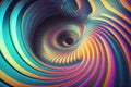 Holographic spiral waves abstract background. Generative AI