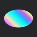 Holographic sticker. Different shape on gradient badget. Vector illustration