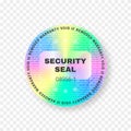 Holographic sticker mockup. Foil holographic sticker and label. Tamper evident warranty seal mockup. Hologram sticker and badge in