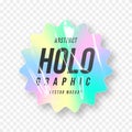 Holographic sticker mockup, round shape. Paper holographic sticker and label with crumpled texture. Hologram sticker and patch