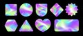 Holographic sticker set different shape Royalty Free Stock Photo