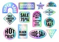 Holographic Sticker Set Sale Concept. Vector