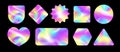 Holographic sticker vector set different shape Royalty Free Stock Photo