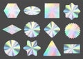 Holographic stickers, hologram labels, products seal emblems. Silver foil guarantee sticker tags, quality seals