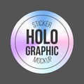 Holographic stickers. Holography gloss shapes. Vector gradient labels mockup Royalty Free Stock Photo