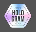 Holographic stickers. Holography gloss shapes. Vector gradient labels mockup Royalty Free Stock Photo