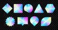 Holographic stickers. Realistic hologram labels , gradient sale neon shapes. Vector metal logo set Royalty Free Stock Photo