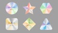 Holographic stickers for stamp Hologram label in different shape Genuine signs Product certification Royalty Free Stock Photo