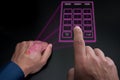 Holographic telephone keypad projected by the implanted SIM under the skin