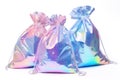 holographic trash bags on a white background