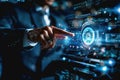 Holographic User, business using hand touch Digital and Innovation Interface Technology.