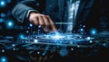 Holographic User, business using hand touch Digital and Innovation Interface Technology.