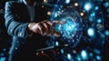 Holographic User, business using hand touch Digital and Innovation Interface Technology.