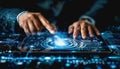 Holographic User, business using hand touch Digital and Innovation Interface Technology.