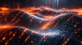 Holographic visualizations showcasing economic data trends in dynamic landscape of glowing patterns