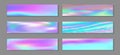 Holography cool flyer horizontal fluid gradient princess backgrounds vector set. Pearlecent