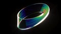 Holography An endless Mobius strip rotate on black back 3d