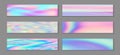 Holography modern banner horizontal fluid gradient princess backgrounds vector set. Fairy neon holo