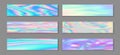 Holography trendy banner horizontal fluid gradient mermaid backgrounds vector collection.