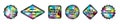 Hologrpahic iridescent stickers, hologram foil labels and badges. Vector color gradient hologram stickers for original official Royalty Free Stock Photo
