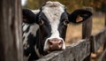 Holstein cattle grazing on green pasture, looking cute in summer generated by AI