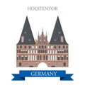 Holstentor Holsten Gate Lubeck Germany flat vector attraction Royalty Free Stock Photo