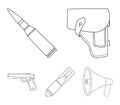 Holster, cartridge, air bomb, pistol. Military and army set collection icons in outline style vector symbol stock