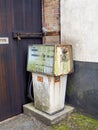 HOLSWORTHY, DEVON, UK - JULY 16 2020: An old diesel pump distributor rusting. Royalty Free Stock Photo