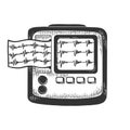 Holter monitor cardiac monitoring sketch vector