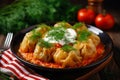 Holubtsi, Ukrainian traditional dish food stuffed cabbage rolls, neatly arranged on a plate