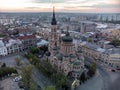 Aerial Holy Annunciation Cathedral in evening