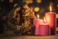 Holy baby statue in the nativity scene Royalty Free Stock Photo