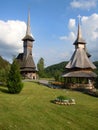 The Holy Barsana Monastery, made of stone and wood, Maramures County Royalty Free Stock Photo