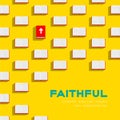 Holy Bible book 3D isometric pattern, Christian faithful concept poster and banner square design illustration isolated on yellow