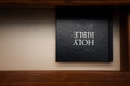 Holy Bible book in drawer Royalty Free Stock Photo