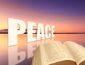 Holy bible book open god peace prayer pray word heaven water lake reflection