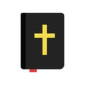 Holy Bible. Christian book of sacred texts. Religious literature. Religion traditions of Orthodox church. Icon in flat Royalty Free Stock Photo