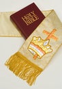 Holy Bible with cross & crown stole