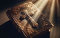 Holy Bible and Cross on Desk. Symbol of Humility, Supplication, Believe and Faith for Christian People. Spirituality Royalty Free Stock Photo