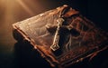 Holy Bible and Cross on Desk. Symbol of Humility, Supplication, Believe and Faith for Christian People. Spirituality Royalty Free Stock Photo