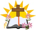 Holy bible with cross