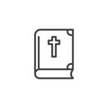 Holy bible with cross line icon