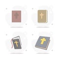 Holy Bible flat icon set with long shadow bible book, christian religion Holy Bible vector flat illustration