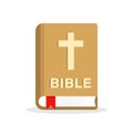 Holy bible icon in flat style. Christianity book vector illustration on isolated background. Religion sign business concept Royalty Free Stock Photo