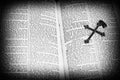 Holy Bible Page Open With A Silver Cross On Page Royalty Free Stock Photo