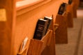 Holy Bible in a pew Royalty Free Stock Photo