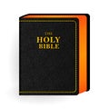 Holy Bible. Vector Vintage Leather Black Book Royalty Free Stock Photo