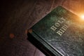 Holy Bible on a wooden table Royalty Free Stock Photo
