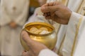 The Holy Bread during the Communion Royalty Free Stock Photo